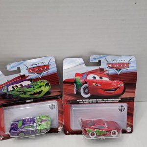 2 New Disney Pixar Cars 2 SHU Todoroki Miguel Camino Diecast Mattel Lot Bundle